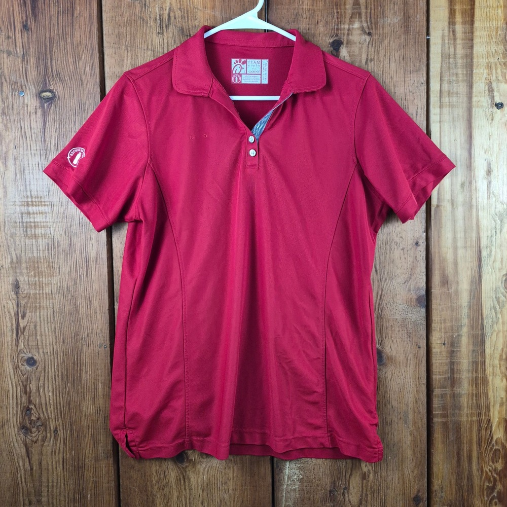 Chick-fil-A Team Style by Oobe Red Polo Shirt Recycled Fabric Women's Large